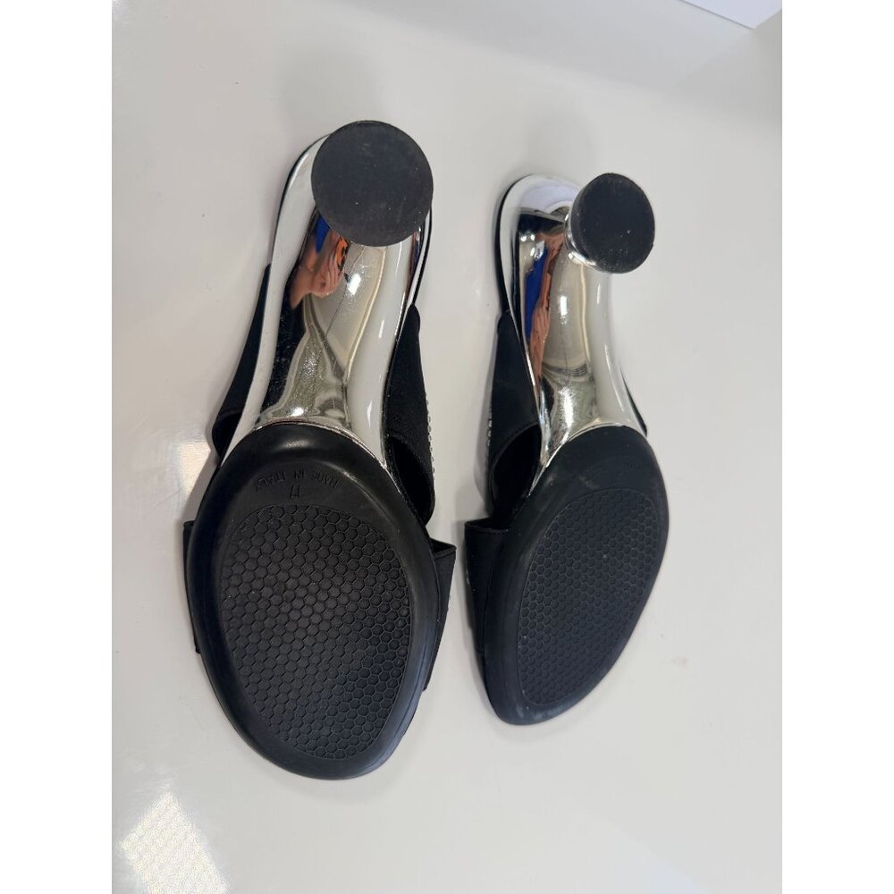 NEW Onex Rhinestone Butterfly Black Silver Chrome Wedge Heel Sandal 7M - Picture 12 of 12